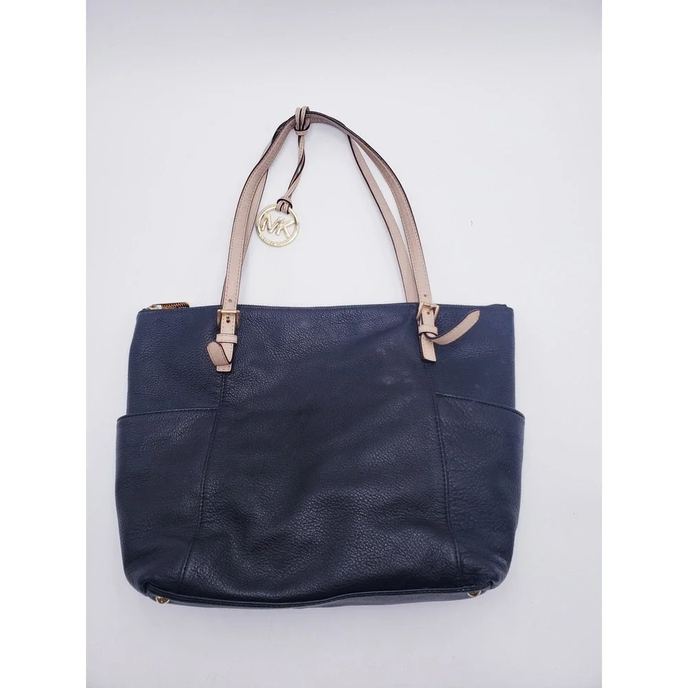 Michael Kors Tote Bag Black Leather Gold Hardware Satchel Purse Large